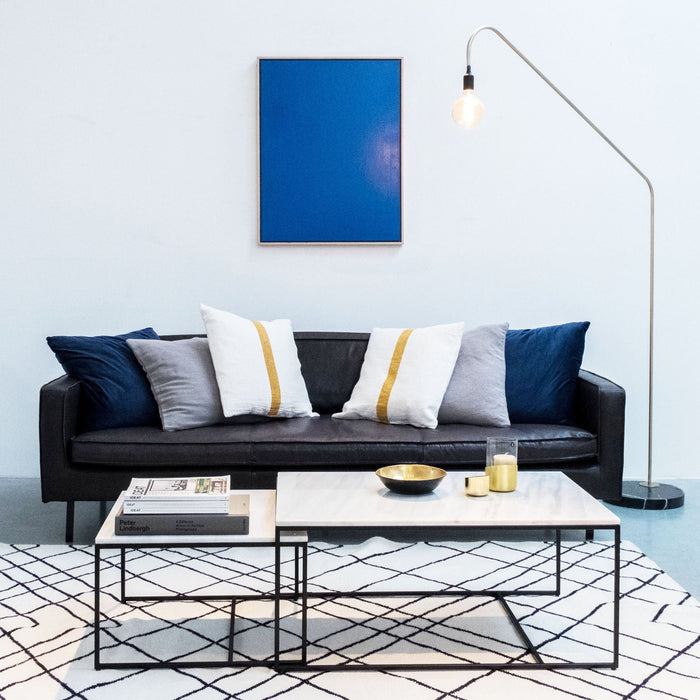 Miles Salontafel 90x60x40cm Wit marmeren blad Zwart