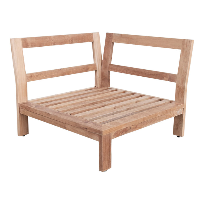 Teak tuinsofa Morris hoek witte kussens