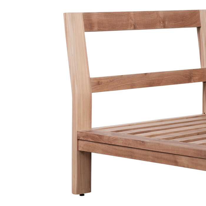 Teak tuinsofa Morris hoek witte kussens