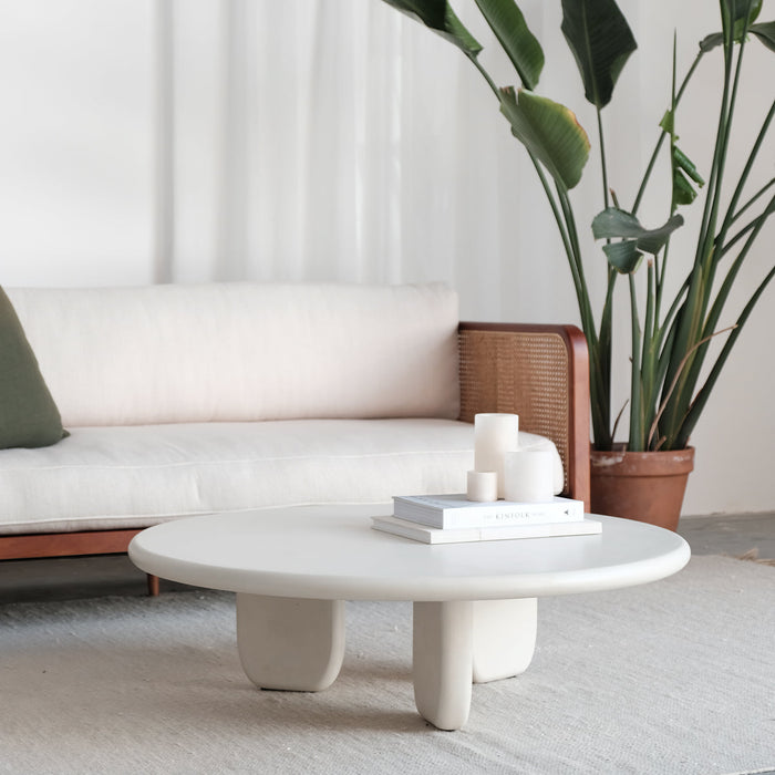 Ido salontafel met 3 rechthoekige poten Microskin beton ciré