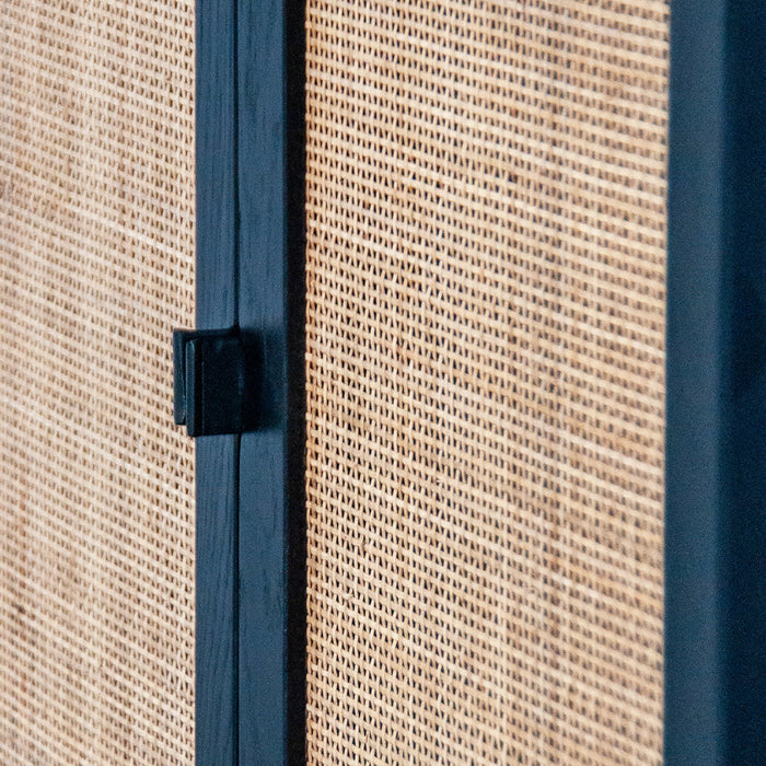 Opbergkast Comino Zwart Naturel Rotan Furnified