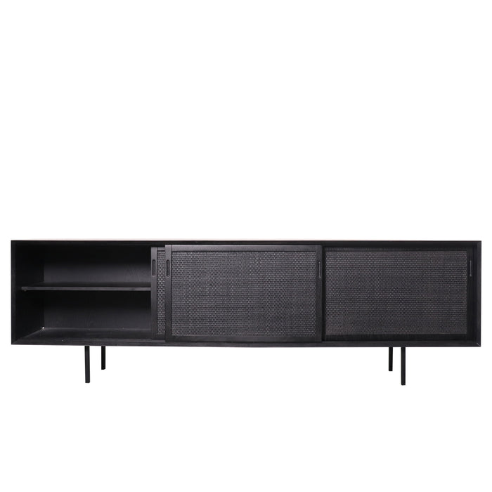 Black sideboard Oskar with cane doors 220 cm