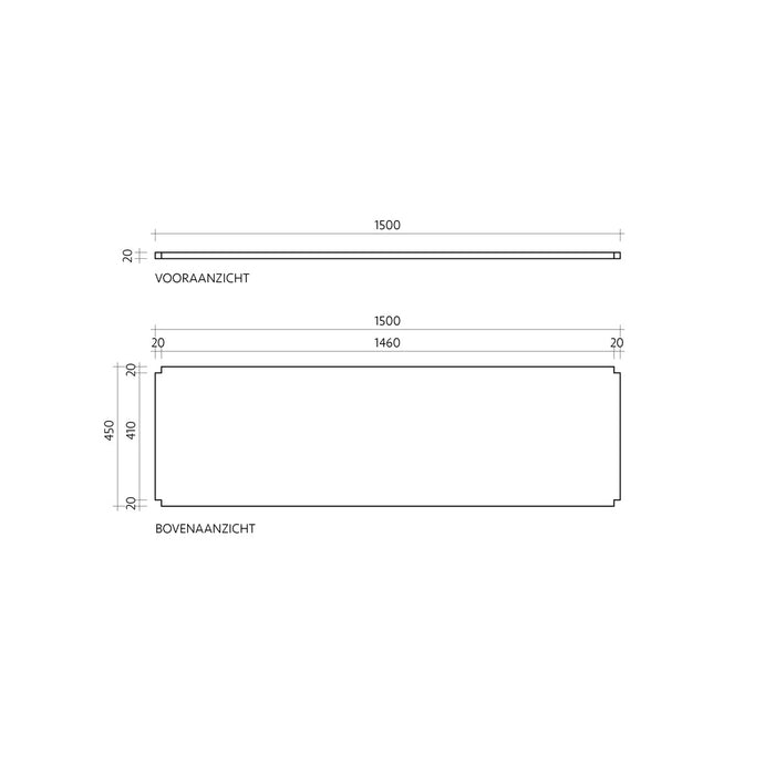Plateau inférieur Gustaaf en terrazzo blanc 150 cm