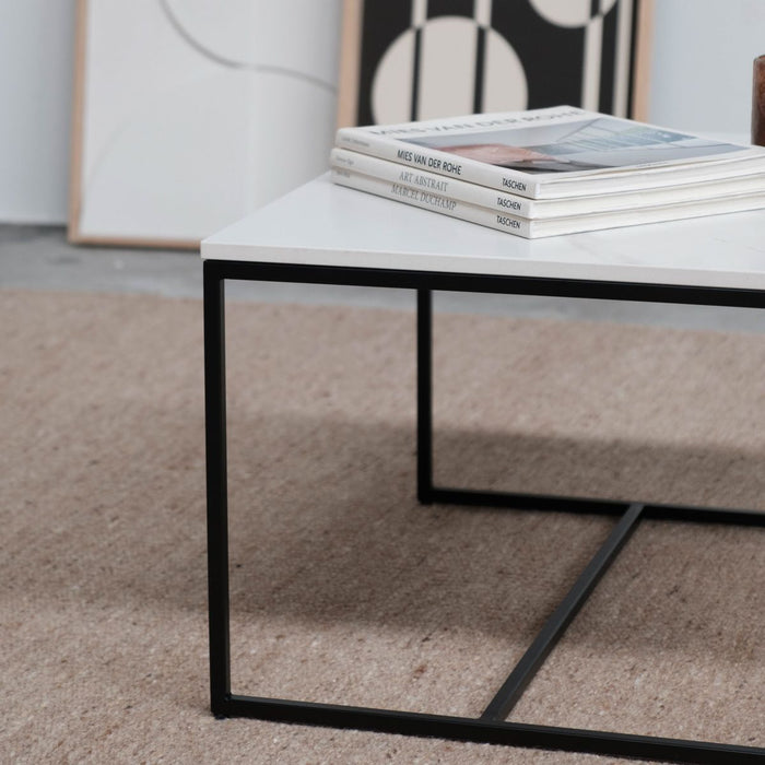 White Calacatta ceramic coffee table Miles 55 cm