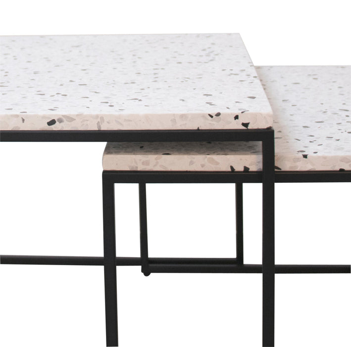 Klassieke salontafel in Zwart Wit Grijs Terrazzo Furnified