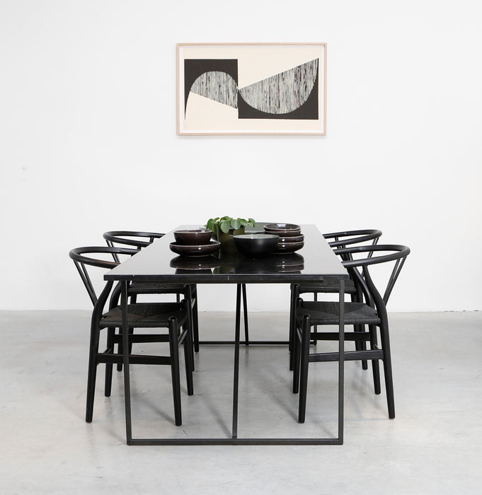 Lisa rectangular black marble dining table, 210 cm