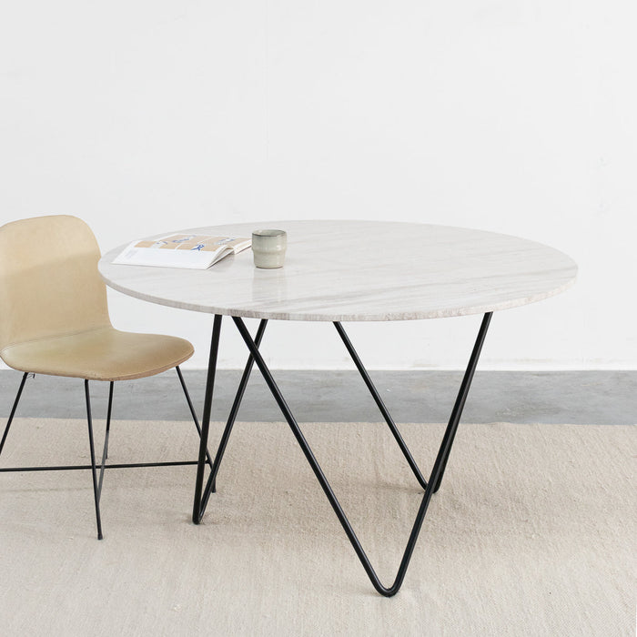 Mesa de comedor redonda de mármol beige Ø125 cm