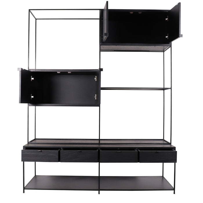 vintage wall unit Zwart Hout Florentin