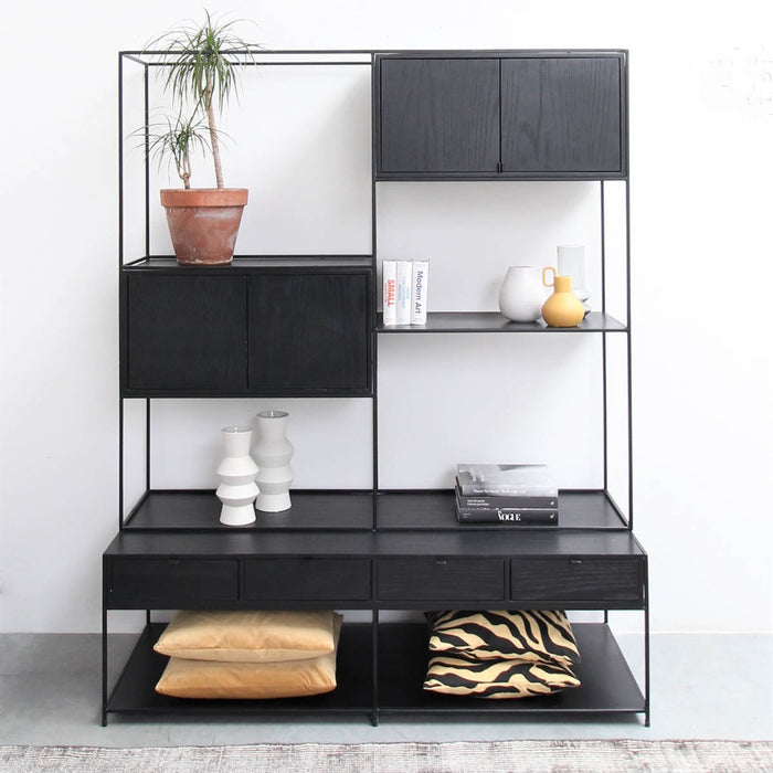 Retro Wandkast Zwart Hout Florentin Furnified