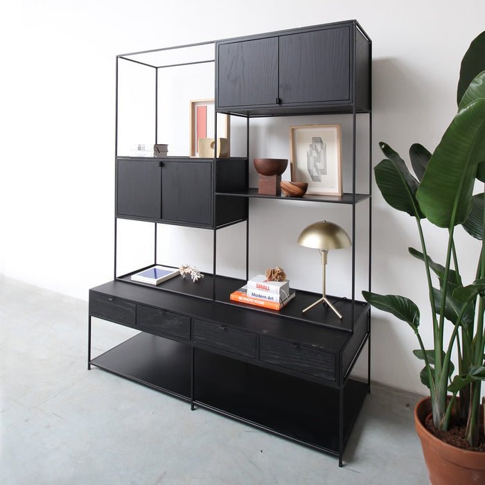 Retro stellingkast Zwart Hout Florentin