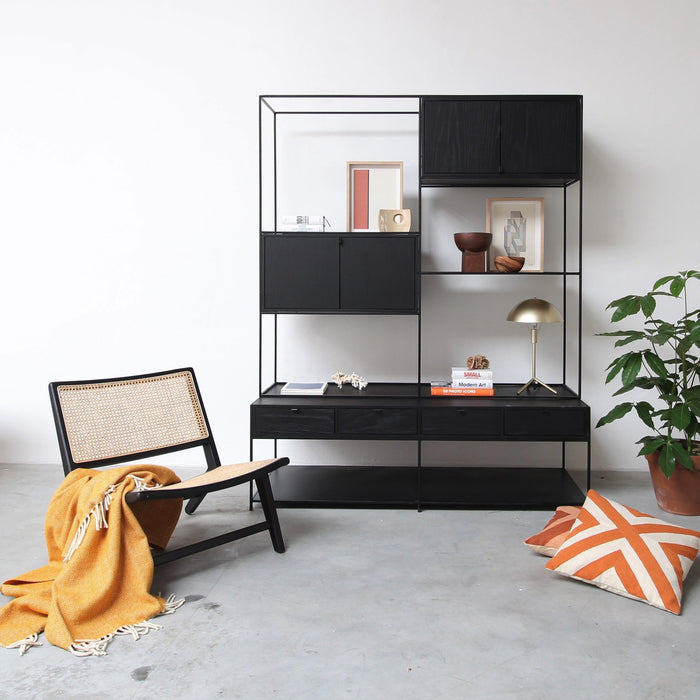 Retro Wandkast Zwart Hout Florentin