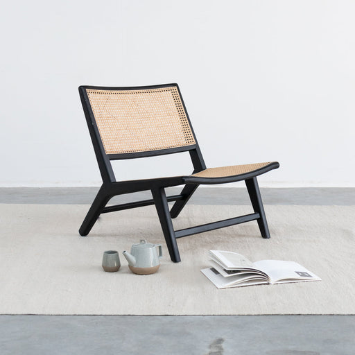 Rieten fauteuil Flora naturel rotan zwart alt