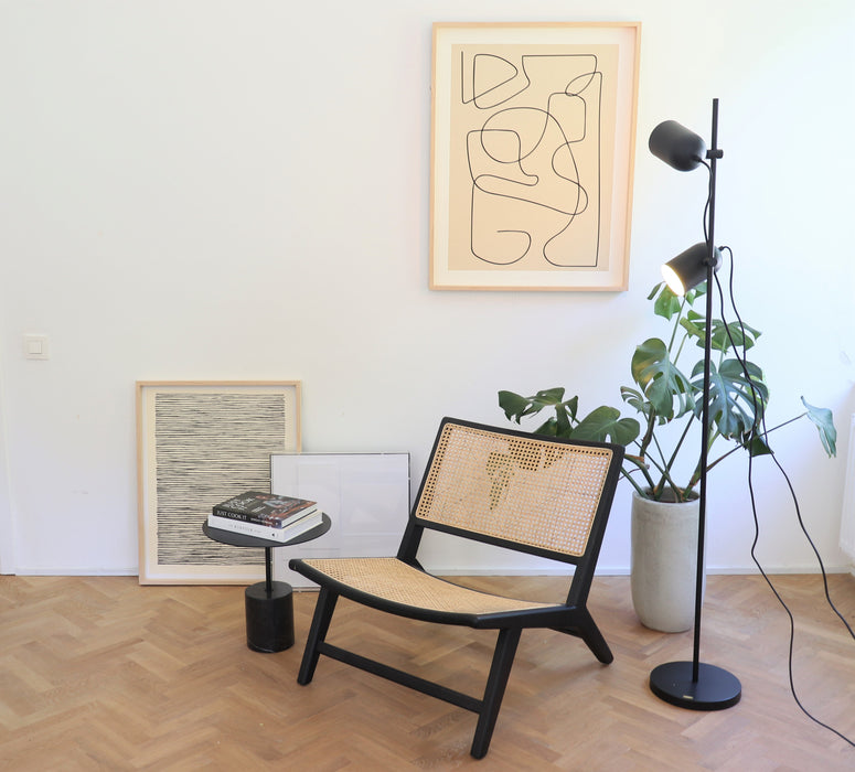 Rieten Fauteuil Flora Naturel Rotan Zwart Furnified