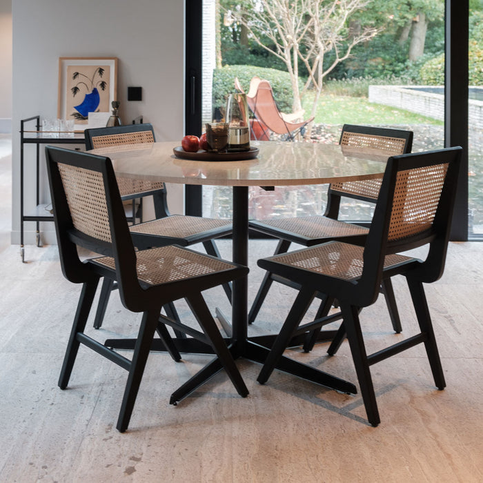 Mesa de comedor redonda de mármol beige Ø125 cm
