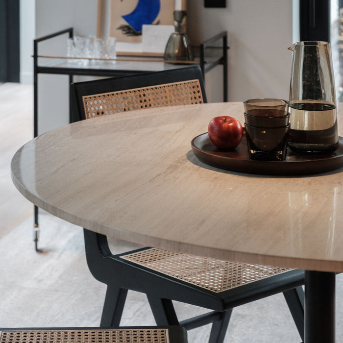 Mesa de comedor redonda de mármol beige Ø125 cm