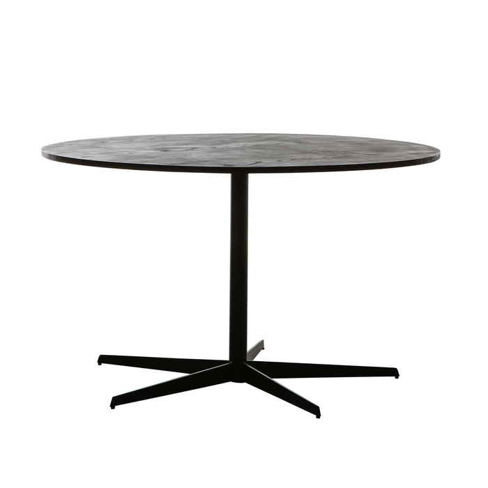 Runder Esstisch mit schwarzer Holzplatte Ø125 cm
