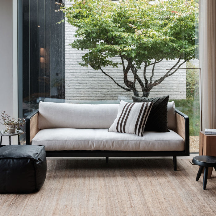 Rotan Zitbank Milan Zwart/Naturel Rotan 190cm alt