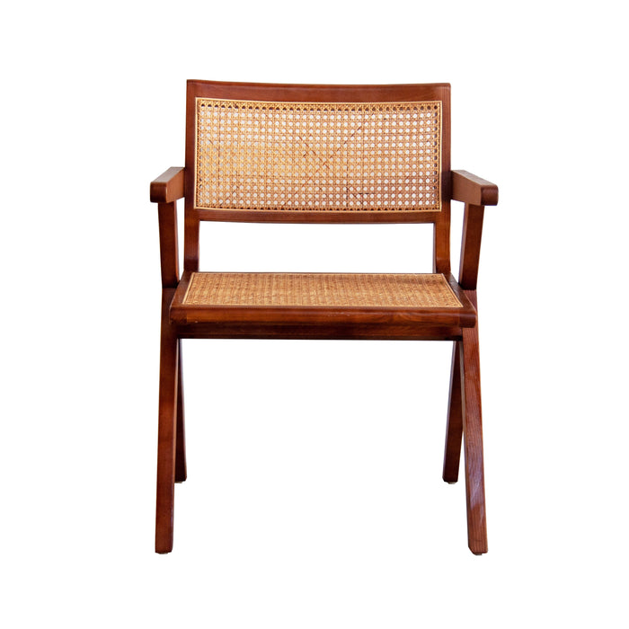 Ruben Stoel met Armleuning Walnoot Naturel Rotan (57cm)