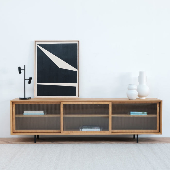Dressoir Sanchez eik glazen deuren 220 cm