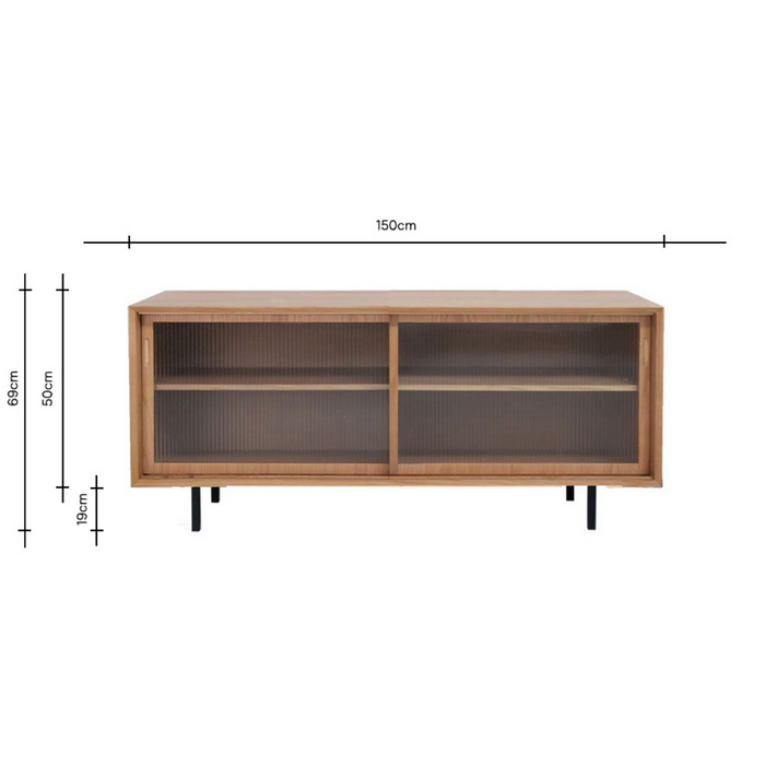Oak sideboard Sanchez with glass doors 150 cm