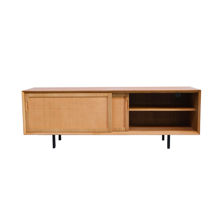 Scandinavische kast living Oskar Eik/Naturel rotan 220cm
