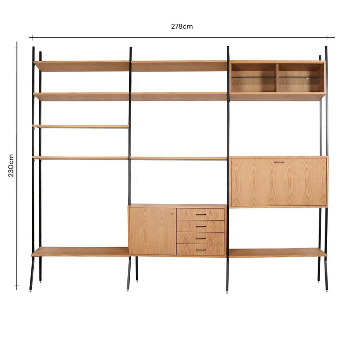 Scandinavian Oak Shelving Unit 278x230 cm