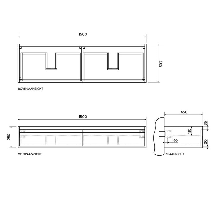 Conjunto de baño Ann corto de roble con lavabo Alexis II y terrazo 150 cm