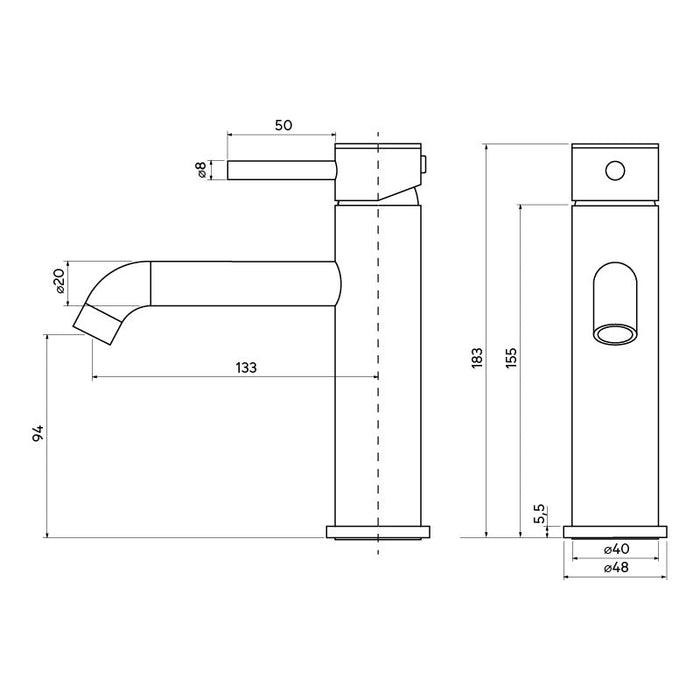 Knox gold basin faucet 18 cm