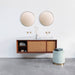Vintage Set Nestor in Teak met Rotan en Wit Marmer