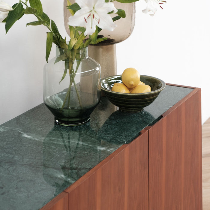 Dressoir met walnoot hout groen marmer Pisa
