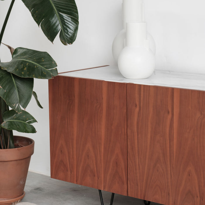 Dressoir wit marmer walnoot 200cm