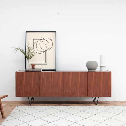 Walnoot dressoir met zwart marmeren afwerking Furnified