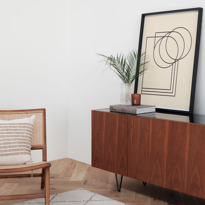 Walnoten dressoir met zwart marmer 200cm Pisa