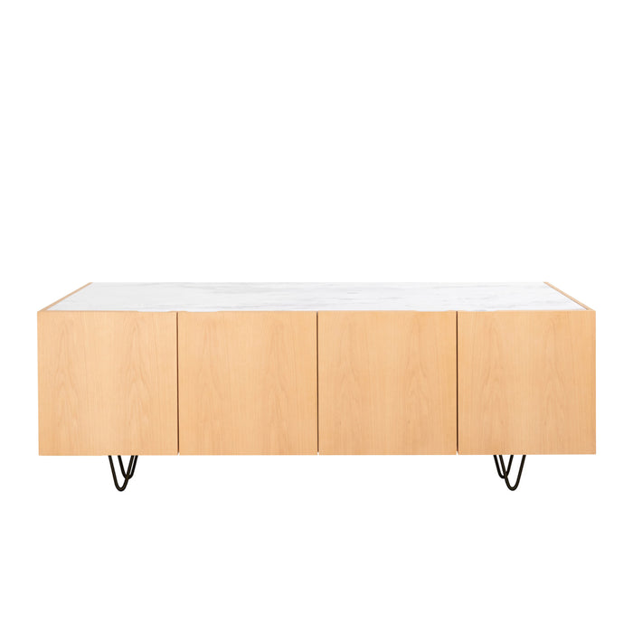 Pisa oak sideboard with white marble, 200 cm