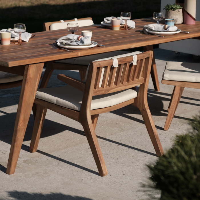 Teak-Gartenstuhl Zeno Low Dining inkl. Kissen