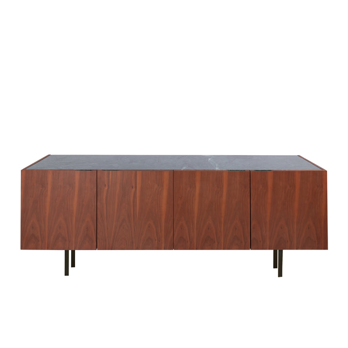 Buffet Pisa en noyer et marbre vert 200 cm
