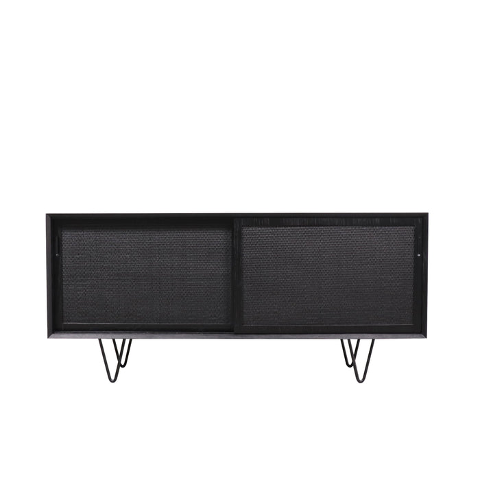 Zwart Dressoir met Riet Oskar Zwart/Rotan 150cm