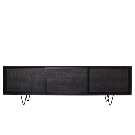 Zwart Dressoir met Riet Oskar Zwart/Rotan 220cm