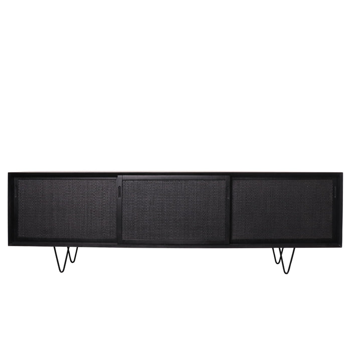Zwart Dressoir met Riet Oskar Zwart/Rotan 220cm