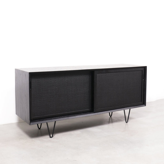 Zwart rotan dressoir Oskar met riet 150 cm