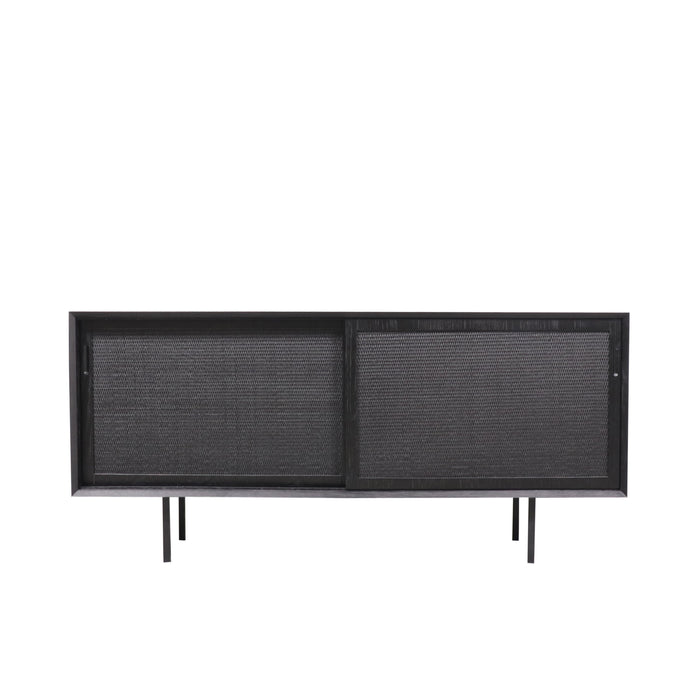 Zwart rotan dressoir Oskar met riet 150 cm