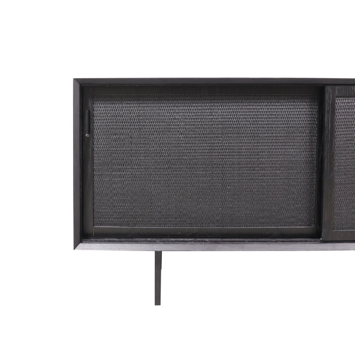 Zwart rotan dressoir Oskar met riet 150 cm