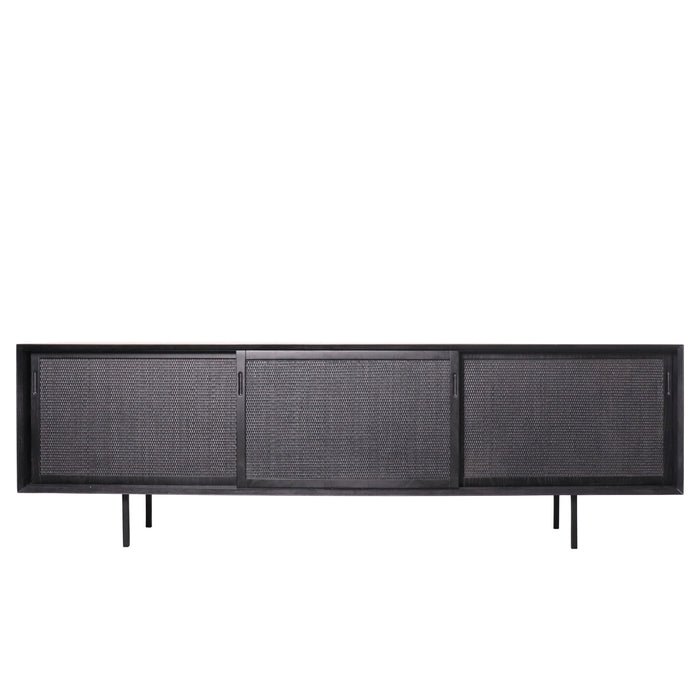 Black sideboard Oskar with cane doors 220 cm