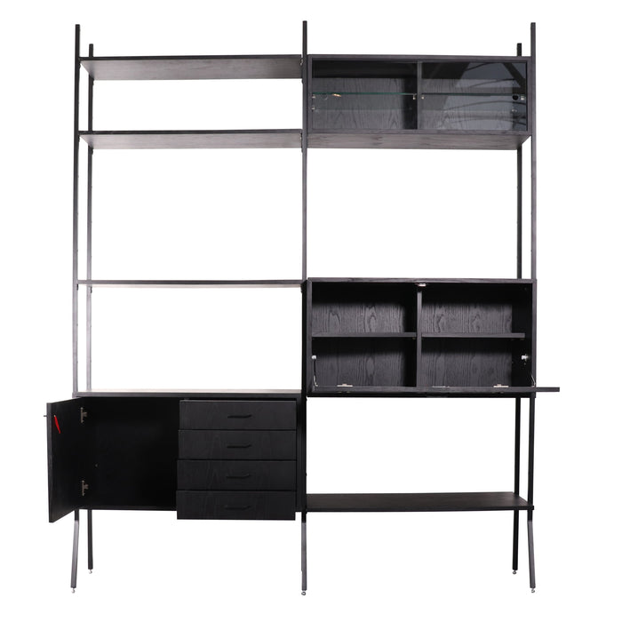 Zwarte wall unit 186x230cm