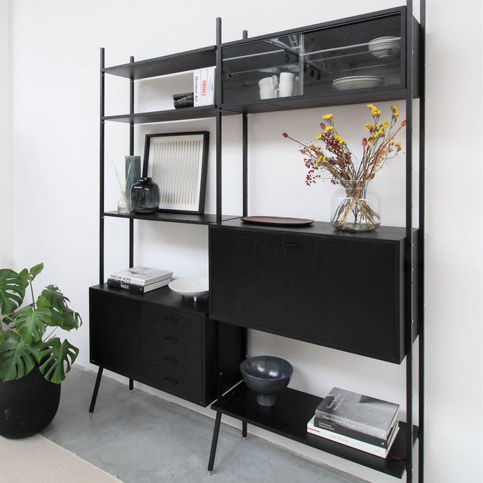 zwarte Vintage Wandkast voor Werkplek