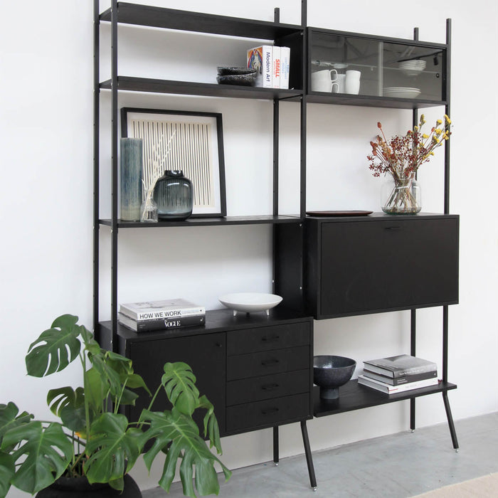 zwarte Vintage Wandkast voor Werkplek