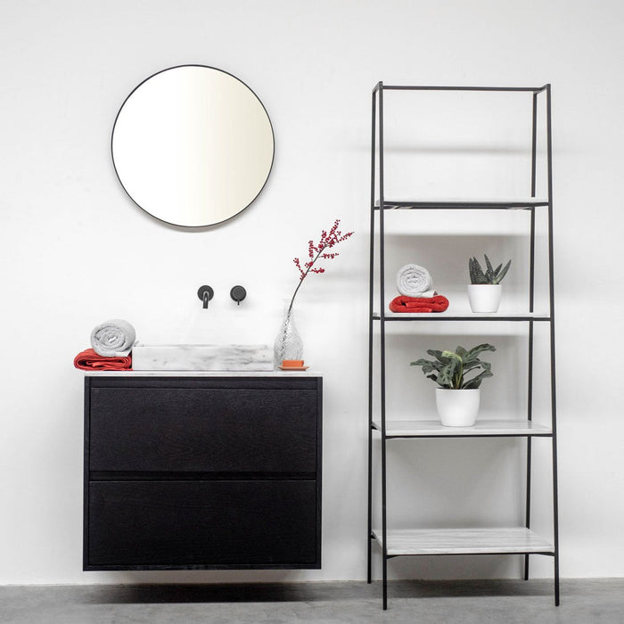 zwart meubel ann kast wit marmer George lavabo