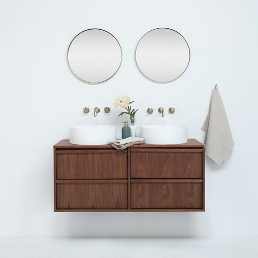 Walnoten badkamermeubel Fien - 120 cm - Sims solid surface waskommen