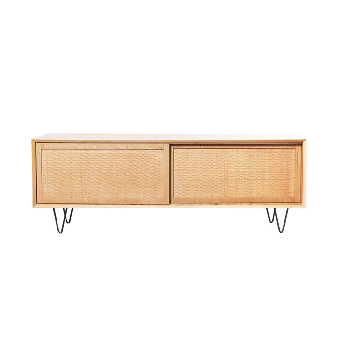 Mueble para TV de ratán Oskar de roble/bastón natural 150 cm